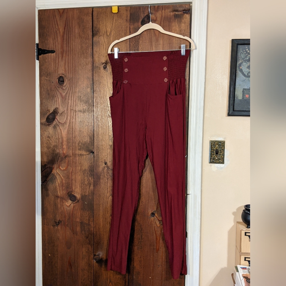 Unique Vintage Burgundy High Waist Quinn Skinny Pants